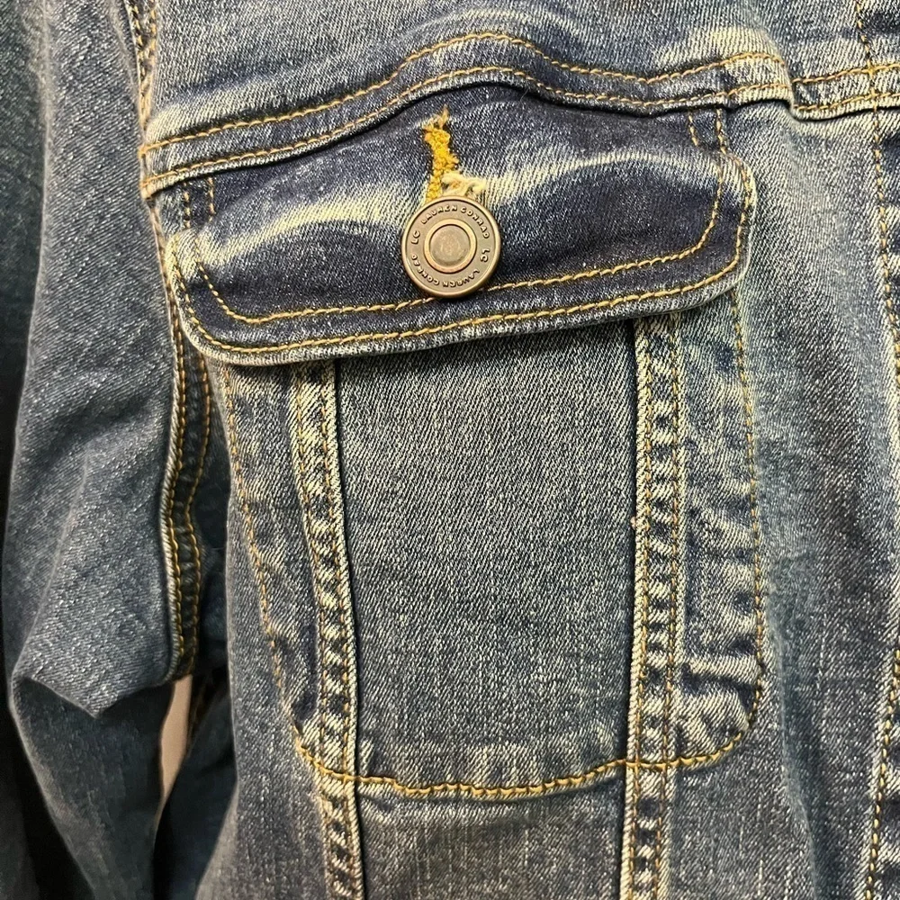 EUC LAUREN CONRAD Blue Denim Blue Jean women’s jacket button down cott…